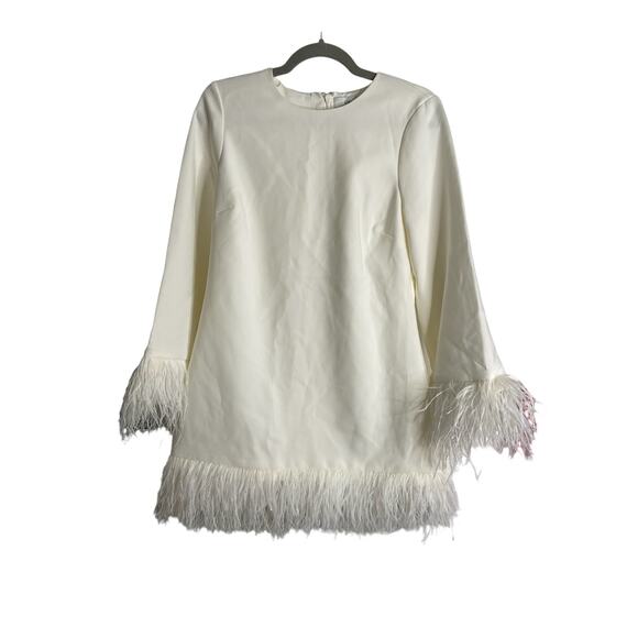 Likely Marullo Mini Sheath Dress Long Sleeve Ostrich Feather Detail Bridal 8 - Picture 4 of 9